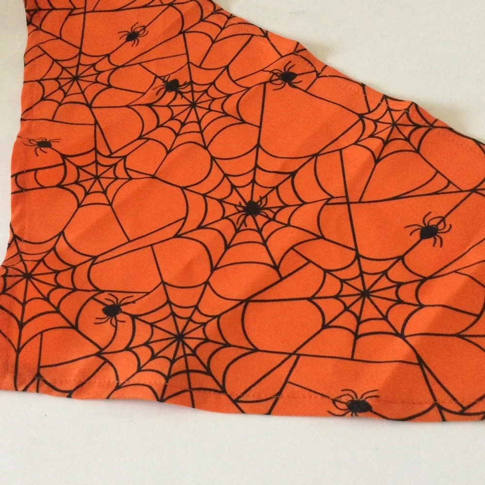 HOTEL DOGGY BANDANA SPIDERWEB PRINT ORANGE BLACK HALLOWEEN M/L NWOT